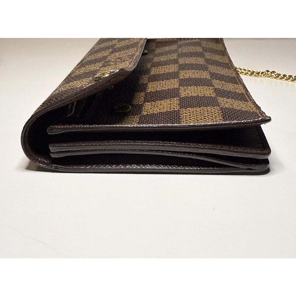 Louis Vuitton Ebene Damier Portefeuille Acordion Wallet Wristlet Authentic Bag